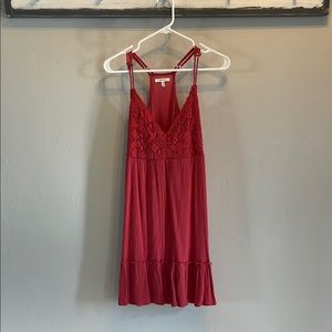 Dark Coral Women’s dress with crochet detail